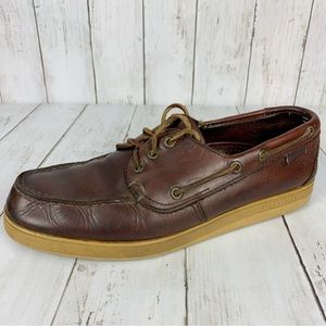 Sebago Docksides Mens Boat Shoes Loafers Size 10 Brown Leather 3 Eye
